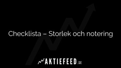 Checklista – Storlek och notering
