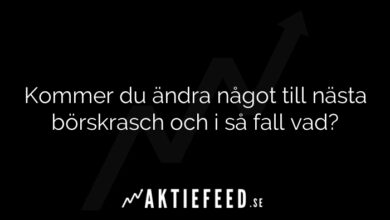 Kommer du ändra något till nästa börskrasch och i så fall vad?