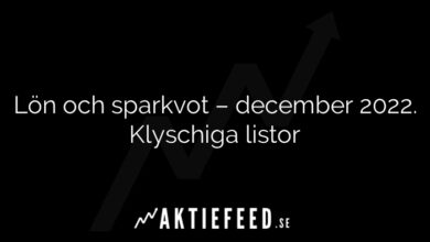 Lön och sparkvot – december 2022. Klyschiga listor