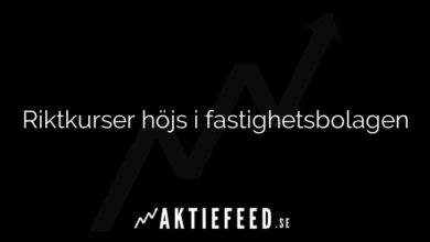 Riktkurser höjs i fastighetsbolagen